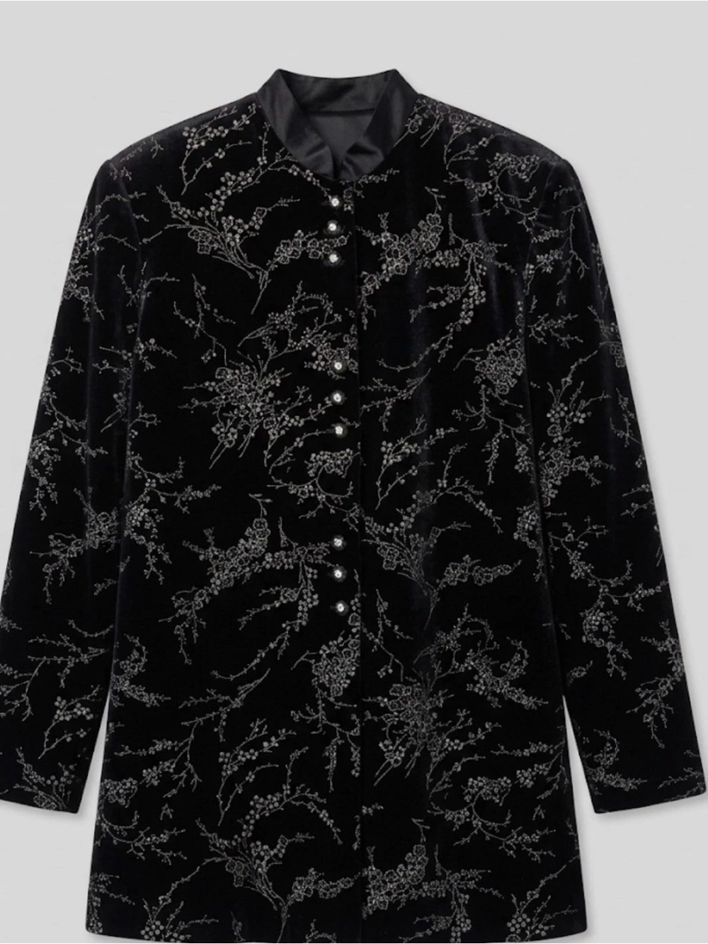 Rare Vintage R&M Richards Velvet Jacket Black Floral Glitter Made in USA Size 14 - Picture 2 of 15